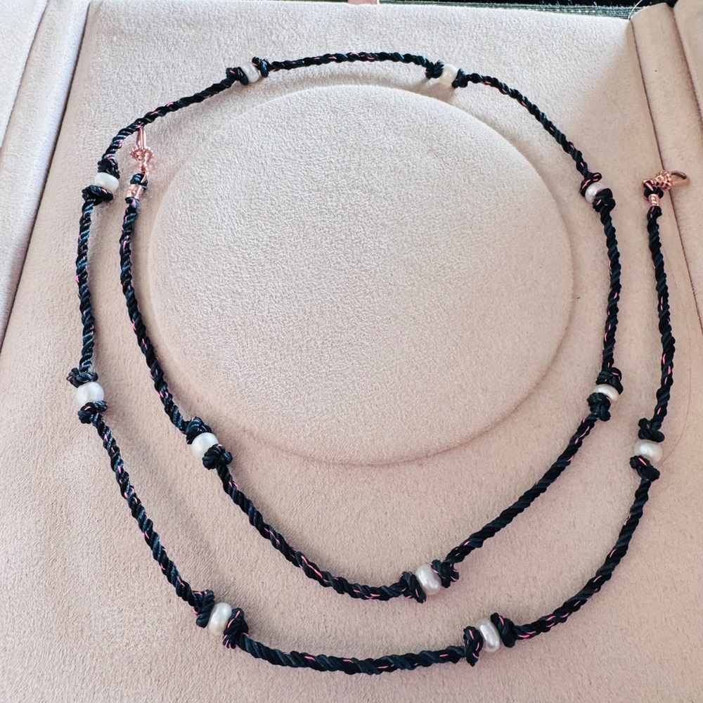 Marie Lichtenberg silk mauli Necklace with White Pearl Accents